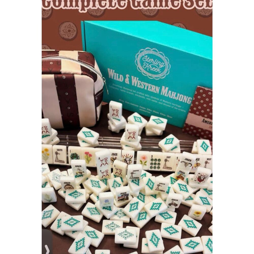 Wild Western American Mahjong Set w/ Themed Tiles, Racks, Trays & Carry Bag - Picture 3 of 9